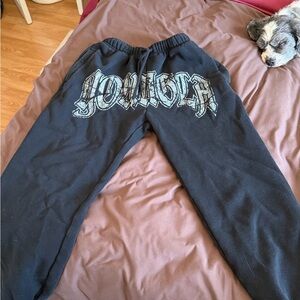 YoungLA Black Sweatpants with White Brand Tag